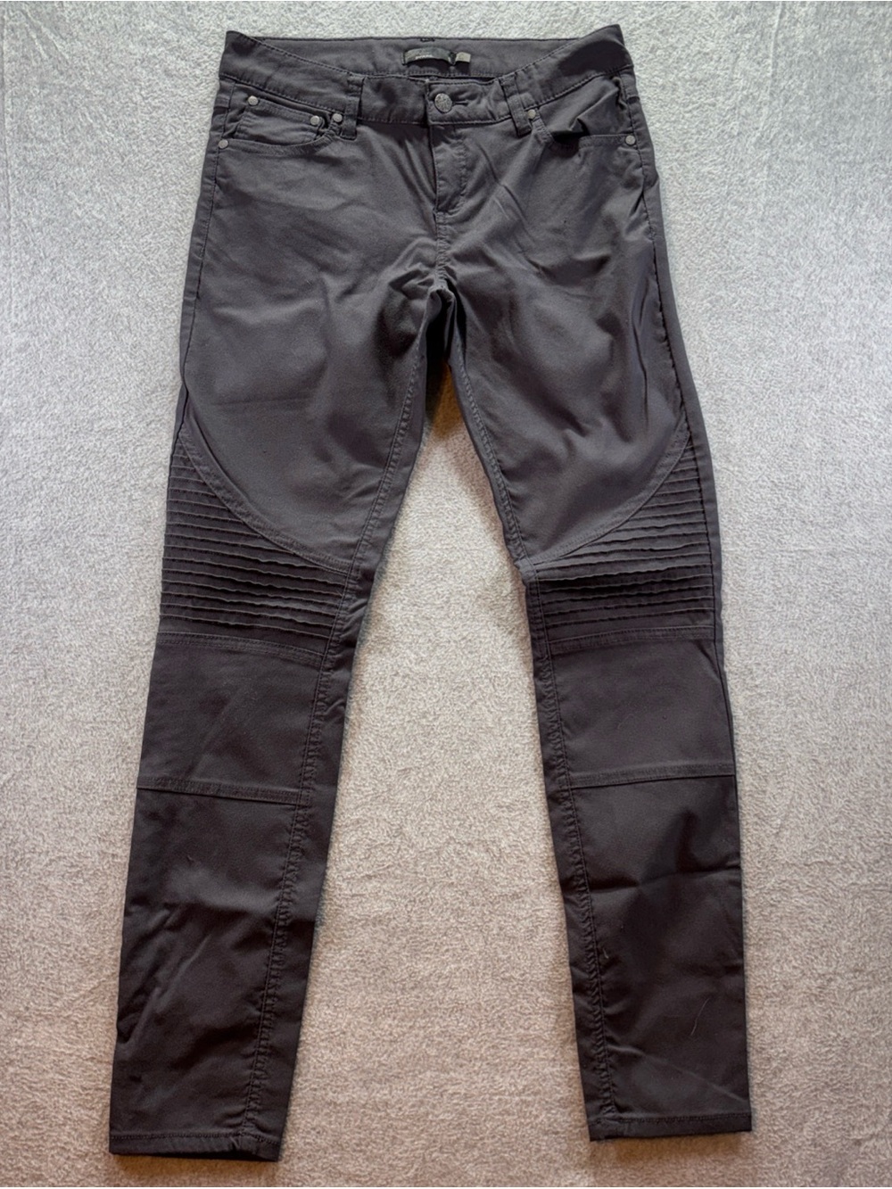 Prana Pants Women Sz 6 Grey Moto Biker Style Skinny Fit
